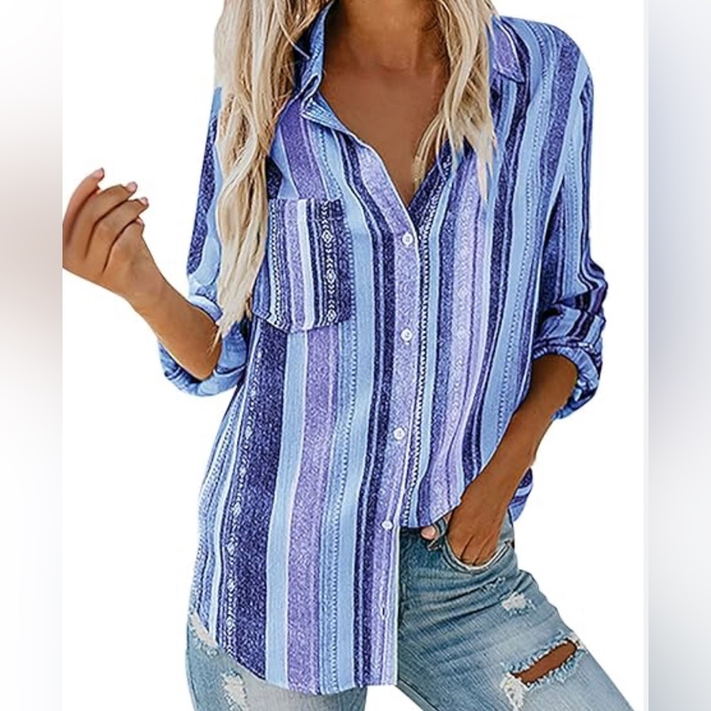 Womens Long Sleeve Shirt Lightweight Fall Size Large